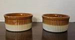 Emile Henry France Ribbed Ramekins / 10.08 Two Tone Brown Custard Cups Set Of 2. Fixed Price $15.00.
