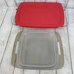 Pyrex Easy Grab 4-PIECE Glass Bakeware Set 8X8 & 13X9 W/ Lids. Fixed Price $26.99.