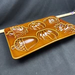 Crate & Barrel Glazed Ceramic Cakelet Pan Form Acorn Pumpkin Oak Leaf Fall Euc. Fixed Price $29.98.