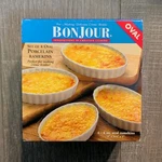 Set Of 4 Bonjour Creme Brulee Porcelain Ramekins Oval White Oz Each Nib. Fixed Price $15.99.