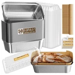 Gyreuni 50 Pack Aluminum Loaf Pans With Lids Stickers And Parchment Paper She.... Fixed Price $37.09.