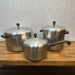 Vintage Farberware Stainless Steel Cookware Set 3 Pots W/lids Usa Aluminum Clad. Fixed Price $59.99.