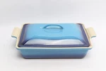 Creuset Rectangular 33CM Casserole With Lid Azure Blue 3.8L. Fixed Price $126.00.