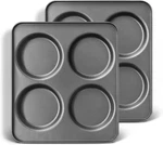 Large Muffin Top Pan Set Of 2, 4 Cup Nonstick Hamburger Bun Baking. Fixed Price $21.99.