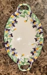 Temptations Figural Floral Oval Handled Platter Serving Tray Embossed 18 Violet. Fixed Price $32.99.