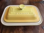 Creuset Stoneware Yellow/soleil Covered Casserole/baker Rectangle Lid. Fixed Price $89.00.