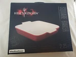 Hells Kitchen Stoneware Square Baker 2.25 Qt Enameled Interior Exterior Red. Fixed Price $38.99.