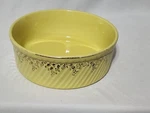 Hall China 8" Ceramic French Baker Gold Print Souffle Casserole Dish Yellow Usa. Fixed Price $5.87.