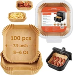 Cosori Air Fryer Liners, 100 Pcs Square Disposable Paper 5QT Above, Wood. Fixed Price $20.08.