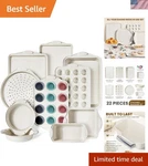 22 Pcs Nonstick Baking Pans Set, Stackable Bakeware Sets With Silicone Handle.... Fixed Price $122.28.