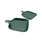 Bruntmor Set 2 Green Ribbed Ceramic Baking Dishes Square Grill Pans W Handles. Fixed Price $28.99.