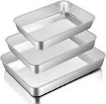 E-far Baking Pans Set Of 3, Stainless Steel Sheet Cake For Oven Rectangle. Fixed Price $32.99.