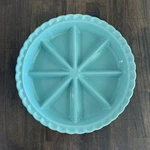 World Market Teal Divided Scone Pan 11" Ceramic Sectioned Tart Dish. Fixed Price $19.99.
