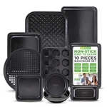 Nutrichef 10-PIECE Non-stick Baking Pans Set Deluxe Carbon Assorted Colors. Fixed Price $48.36.