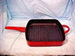 Calphalon Enamel Cast Iron Pan - Red Inside Ribbed Nice #0584312. Fixed Price $32.97.