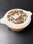 Vintage 1968-69 Pyrex Nouveau Floral 475-B Casserole Dish 1/2 Qt W/ Lid. Fixed Price $45.00.