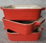 Lot 3 Creuset Stoneware Cerise Red Baking Baker Casserole Dish Freeuship. Fixed Price $74.95.