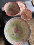 Temptations Old World 4 Piece Bowl Set Pink Quart 1.5 Plate. Fixed Price $20.00.