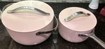 Caraway Cream Ceramic Four-piece Set Non-stick Saucepan Casserole With Lids. Fixed Price $200.00.