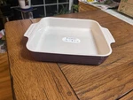 Creuset 23 Cm Square Stoneware Baking Dish Fig Purple Nwt 9"X9". Fixed Price $55.00.
