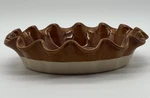 Emile Henry France 10.25 Brown Fluted Ruffled Pie Dish Quiche Ceramic Bakeware. Fixed Price $24.99.
