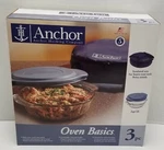 Anchor Hocking 3 Piece Oven Basics 2 Quart Baking Set With Tote New Box. Fixed Price $12.95.