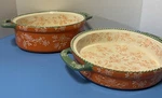 Set Of 2 Temptations By Tara Floral Lace Orange Baking Dishes Handles & 1.5 Qt. Fixed Price $34.88.