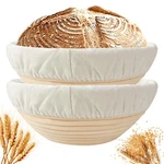 Snaildigit Banneton Bread Proofing Basket Set 2: 9'' Round Pcs, Rattan. Fixed Price $57.58.