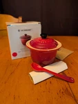 Le Creuset Cerise Cherry Red Condiment Pot With Spoon 4 Inch Box *new*. Fixed Price $60.00.