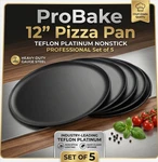 Probake 12" Pizza Pan Teflon Platinum Nonstick Professional Set 5. Fixed Price $47.50.
