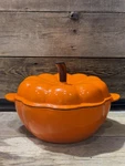 Martha Stewart, Enameled Cast Iron, 2 Quart Pumpkin Casserole. Fixed Price $59.39.