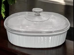 Corning Ware F-2-B Oval French White Casserole Bake Dish 2.8 Pyrex Lid 11X8X3". Fixed Price $17.42.