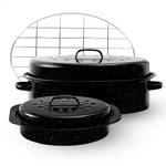Bowl Enamel Roaster Lid And Rack Set 1319GRANITE Roasting Pans Oval. Fixed Price $125.68.