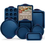 Bakken Kitchen Baking Pan - Nonstick Coating, 8 Piece Set, Blue Marble. Fixed Price $60.71.