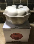 "meringue" Creuset 5" Petite Pumpkin Casserole Stoneware Vegetable Cocotte. Fixed Price $90.99.
