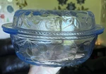 Vintage Libbey Fruit Orchard Blue Glass Casserole Dish With Lid Oven Proof. Fixed Price $39.99.
