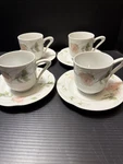 4 Sango Sculpture Rose China Cups/saucers 1051. Fixed Price $16.99.