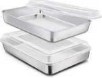 Stainless Steel Baking With Lid, 12 X 9 Inch Rectangle Sheet Cake Pans. Fixed Price $37.57.