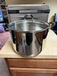 Tramontina 16 Quart Stainless Steel Covered Stock Pot. Fixed Price $35.00.