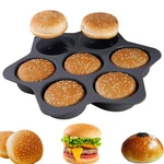 Atrccs 7-CAVITY Silicone Hamburger Bun Pan, Nonstick Loaf 7-CHAMBER, Black. Fixed Price $29.91.