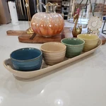 Bico Stoneware 20" Platter With Handles & 4 Multi Color Serving Bowls Ceramic. Fixed Price $26.44.