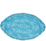 Temp-tations Platter 18" X 11" Large Serving Tray,floral Lace Light Blue H205057. Fixed Price $29.95.