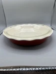 Cuisine & Company 10.25" Enameled Ceramic Pie Red Set Of Two Preowned. Fixed Price $12.50.