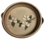 Vintage Studio Pottery Stoneware Baking Dish Dogwood Floral Signed 10.5". Fixed Price $28.99.