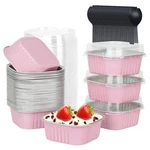 10OZ Mini Cake Pans With Lids 40 Pack,lnyzqus Aluminum Foil Square Brownie Ba.... Fixed Price $32.12.