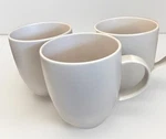 Le Creuset 350ML Stoneware Mugs 3PC Light Grey Rare Textured Matte Finish. Fixed Price $45.00.
