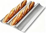 Amagabeli Garden & Home French Baguette Pans For Baking 3 Loaf, Silver. Fixed Price $18.98.