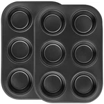Set Of 2 Non Stick Muffin Baking Pans 6 Cup Carbon Steel Trays. Fixed Price $16.01.