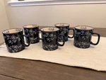 Temp-tations By Tara Floral Lace Dark Cobalt Blue Coffee Mugs Unused Set 5. Fixed Price $36.75.
