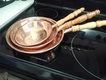 Of 3 Handmade Copper Set. Mexican Pans. Manually Hammered. Fixed Price $119.98.